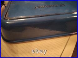 Vintage Large Le Creuset Blue Cast Iron Roasting Baking Casserole Pan Handles L1 Vintage Large Le Creuset Blue Cast Iron Roasting Baking Casserole Pan Handles L1