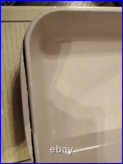 Vintage Large Le Creuset Blue Cast Iron Roasting Baking Casserole Pan Handles L1 Vintage Large Le Creuset Blue Cast Iron Roasting Baking Casserole Pan Handles L1