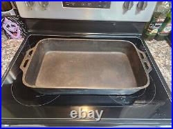 Vintage Lodge Cast Iron Rectangular Fish Fryer Roaster Pan