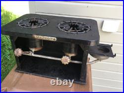Vintage MCM E-Z-EST WAY MASCOT 2-BURNER KEROSENE STOVE 6 G PARLOR CAMP BLACK