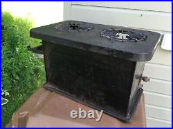 Vintage MCM E-Z-EST WAY MASCOT 2-BURNER KEROSENE STOVE 6 G PARLOR CAMP BLACK