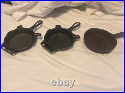 Vintage Mini Size Queen Cast Iron Cook Stove Pots & Pans Salesman Big Set