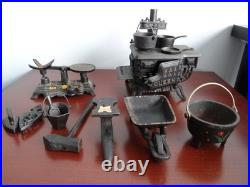 Vintage Miniature Cast Iron Lot 23 Pieces, Hand Painted, Stove Irons, scales etc