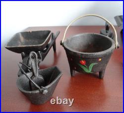 Vintage Miniature Cast Iron Lot 23 Pieces, Hand Painted, Stove Irons, scales etc