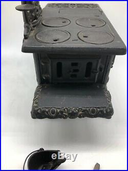 Vintage Miniature Crescent Cast Iron Stove, Salesman Sample, Toy, USA