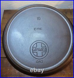 Vintage No. 10 Griswold Cast Iron Tite Top 3 Footed Dutch Oven 310A With Lid