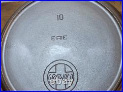 Vintage No. 10 Griswold Cast Iron Tite Top 3 Footed Dutch Oven 310A With Lid