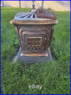 Vintage Ornate Cast Iron Parlor Wood Coal Stove Nickel Trim Restoration