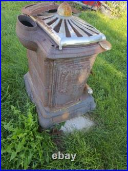 Vintage Ornate Cast Iron Parlor Wood Coal Stove Nickel Trim Restoration