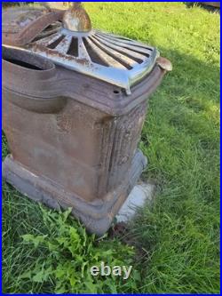 Vintage Ornate Cast Iron Parlor Wood Coal Stove Nickel Trim Restoration