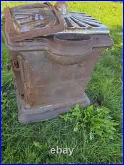 Vintage Ornate Cast Iron Parlor Wood Coal Stove Nickel Trim Restoration