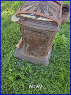 Vintage Ornate Cast Iron Parlor Wood Coal Stove Nickel Trim Restoration