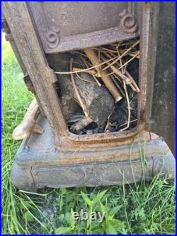 Vintage Ornate Cast Iron Parlor Wood Coal Stove Nickel Trim Restoration