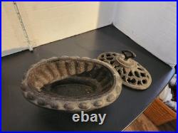 Vintage Ornate Oval Cast Iron Black Steamer Pot Wood Stove Humidifier Marks BIBB Vintage Ornate Oval Cast Iron Black Steamer Pot Wood Stove Humidifier Marks BIBB