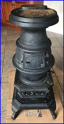 Vintage Puck Pot Belly Wood Burning Black Cast Iron Parlor Stove Pick Up Only