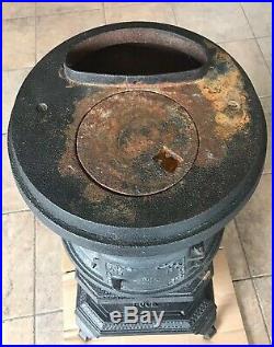Vintage Puck Pot Belly Wood Burning Black Cast Iron Parlor Stove Pick Up Only