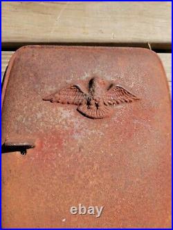 Vintage Rare Eagle Embossed Red Cast Iron Stove Door Wood Stove Furnace