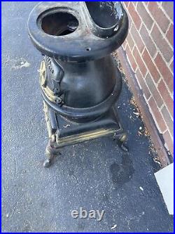 Vintage SEARS Cast Iron Pot Belly Stove Witho Top Plate Broken Leg Heavy Full Size