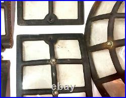 Vintage Set Eleven 19th Century Iron Parlor Stove Dr Castings With Eising Glass
