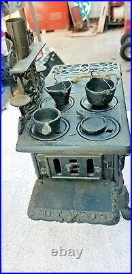 Vintage Small Mini CRESCENT Brand Wood Burning Replica Cast Iron Stove COMPLETE