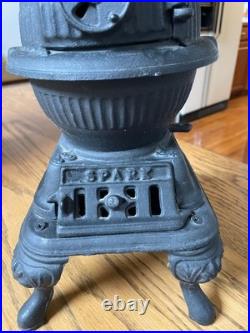 Vintage Spark Cast Iron Pot Belly Stove Small Salesman Sample No Lid Lifter