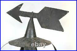Vintage Stove Pipe Cap Handmade Black Cast Iron Tin Weather Vane Topper Forged