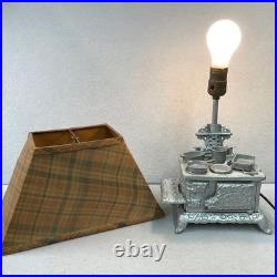 Vintage Table Lamp Cast Iron Miniature Stove + Pots Toy Salesman Sample