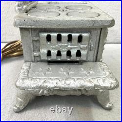 Vintage Table Lamp Cast Iron Miniature Stove + Pots Toy Salesman Sample