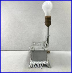 Vintage Table Lamp Cast Iron Miniature Stove + Pots Toy Salesman Sample