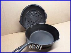Vintage Unmarked Cast Iron Chicken Fryer with Lid # 8 Favorite Piqua NICE