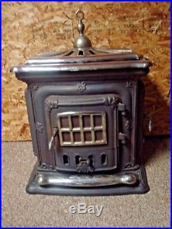 Vintage Wood Burning Cast Iron Parlor Stove Double Star