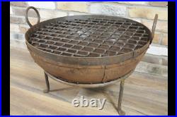 Vintage XL Kadai Fire Pit BBQ Wood Burner Garden Camping Stove Cauldron 60cm