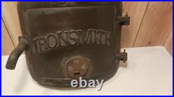 Vintage cast iron curved wooc stove door & frame IRONSMITH 14 1/2 X 12 door