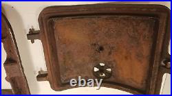 Vintage cast iron curved wooc stove door & frame IRONSMITH 14 1/2 X 12 door