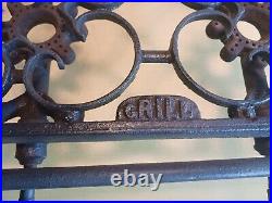 Vintage cast iron double burner grill / camping stove