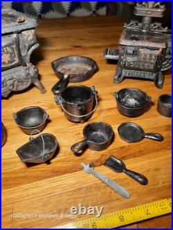 Vintage lot Crescent queen Cast Iron Wood Stove Salesman Sample Toy accessories Vintage lot Crescent queen Cast Iron Wood Stove Salesman Sample Toy accessories