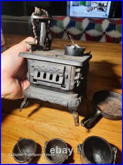 Vintage lot Crescent queen Cast Iron Wood Stove Salesman Sample Toy accessories Vintage lot Crescent queen Cast Iron Wood Stove Salesman Sample Toy accessories