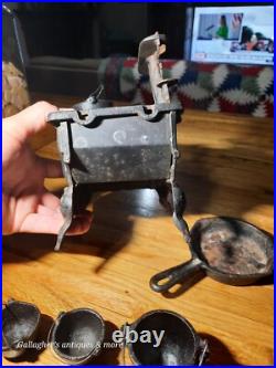 Vintage lot Crescent queen Cast Iron Wood Stove Salesman Sample Toy accessories Vintage lot Crescent queen Cast Iron Wood Stove Salesman Sample Toy accessories