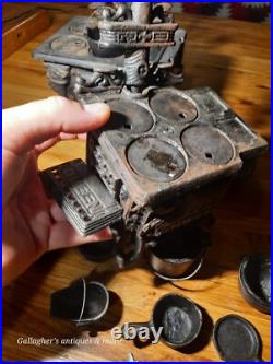 Vintage lot Crescent queen Cast Iron Wood Stove Salesman Sample Toy accessories Vintage lot Crescent queen Cast Iron Wood Stove Salesman Sample Toy accessories