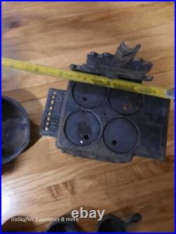 Vintage lot Crescent queen Cast Iron Wood Stove Salesman Sample Toy accessories Vintage lot Crescent queen Cast Iron Wood Stove Salesman Sample Toy accessories