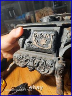 Vintage lot Crescent queen Cast Iron Wood Stove Salesman Sample Toy accessories Vintage lot Crescent queen Cast Iron Wood Stove Salesman Sample Toy accessories