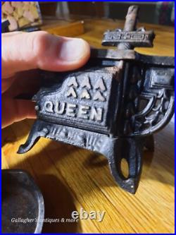Vintage lot Crescent queen Cast Iron Wood Stove Salesman Sample Toy accessories Vintage lot Crescent queen Cast Iron Wood Stove Salesman Sample Toy accessories