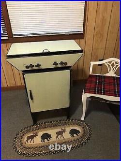 Vintage stove oven turquoise enameled cast iron free standing propane
