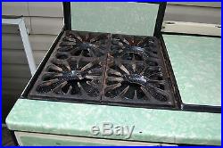 Vtg Antique NORGE Green porcelain cast iron gas cook Cooking oven stove Burners