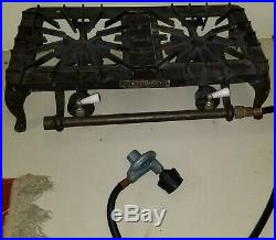 Vtg Griswold 2 burner Gas STOVE 712 Table top Cast Iron HTF Camping unit