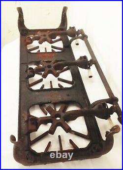 Vtg antique cast iron Griswold patt 187 3 burner gas camping stove grill