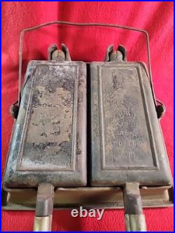 Wagner Ware Cast Iron Hotel Waffle Iron with Rectangle Paddles, & Riser. (Project)