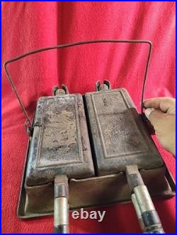 Wagner Ware Cast Iron Hotel Waffle Iron with Rectangle Paddles, & Riser. (Project)