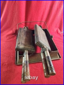 Wagner Ware Cast Iron Hotel Waffle Iron with Rectangle Paddles, & Riser. (Project)