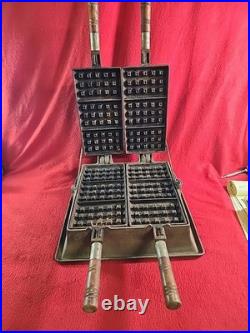 Wagner Ware Cast Iron Hotel Waffle Iron with Rectangle Paddles, & Riser. (Project)